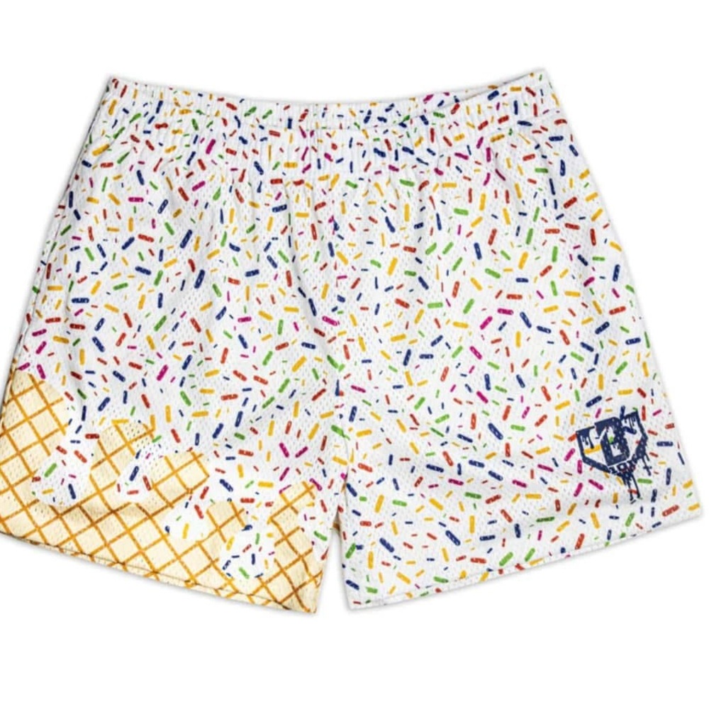 Baseball Lifestyle “Ice Cream Shorts” Multicolor Sprinkle Patterned Shorts